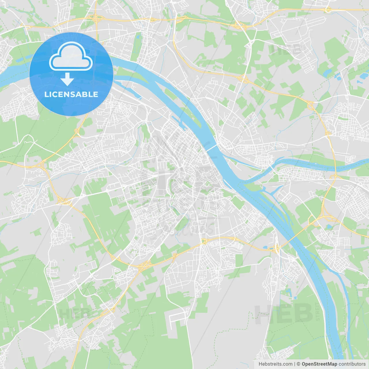 Mainz, Germany printable street map