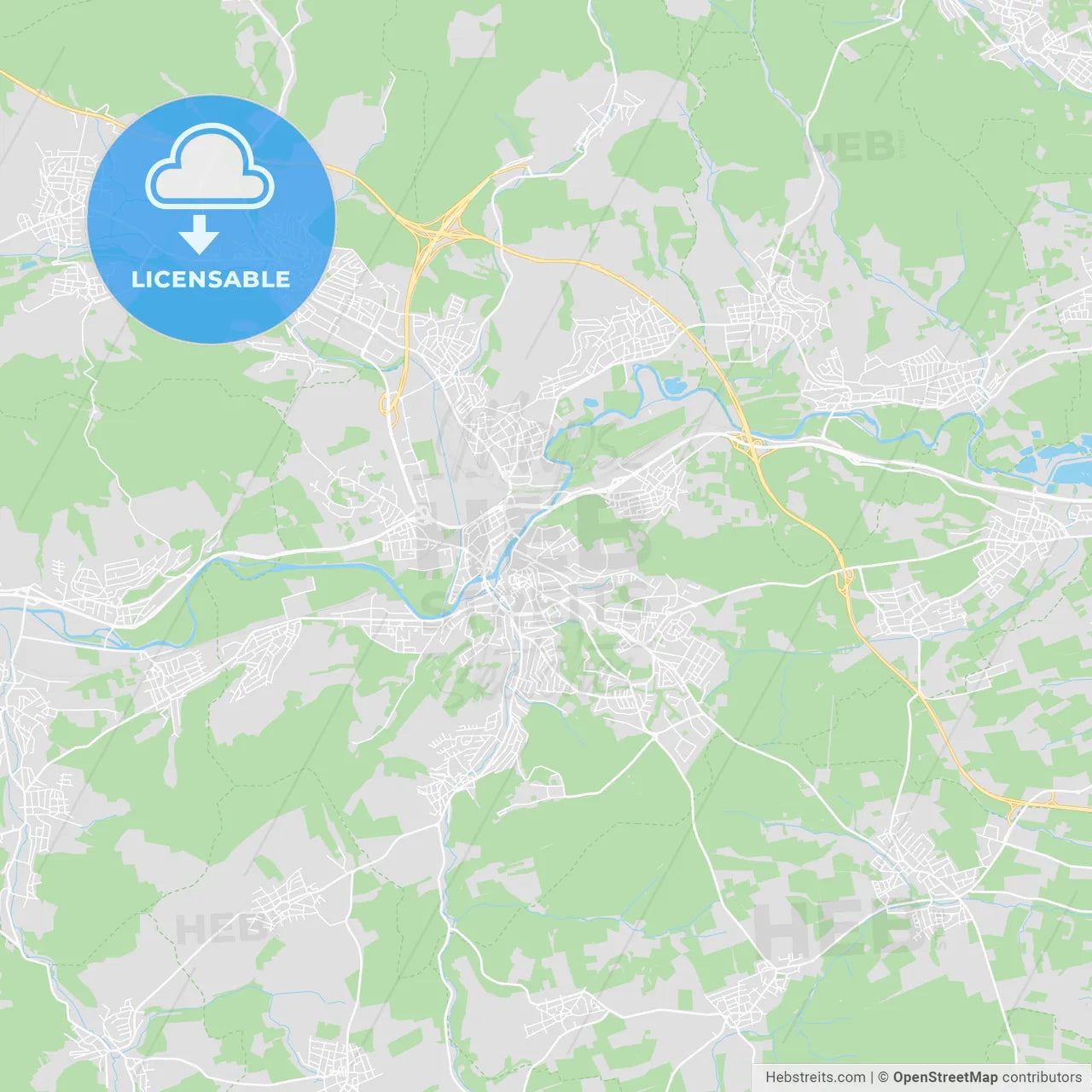 Wetzlar, Germany printable street map