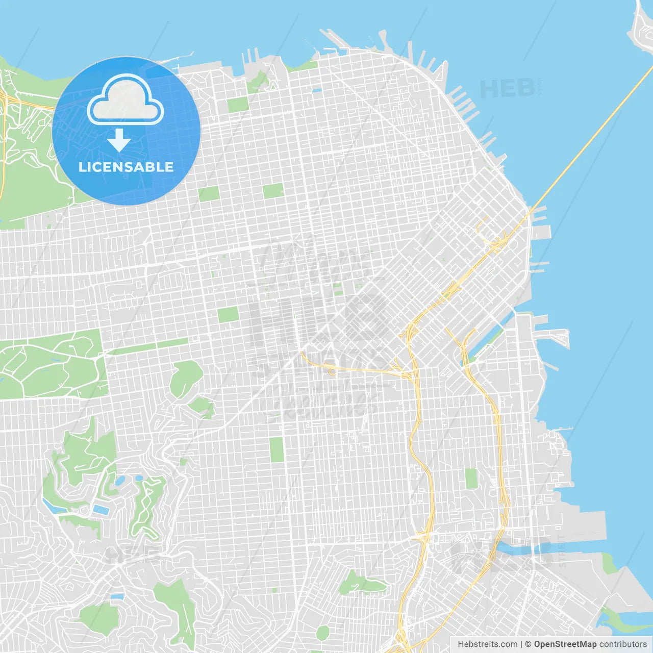 Printable map of San Francisco, United States