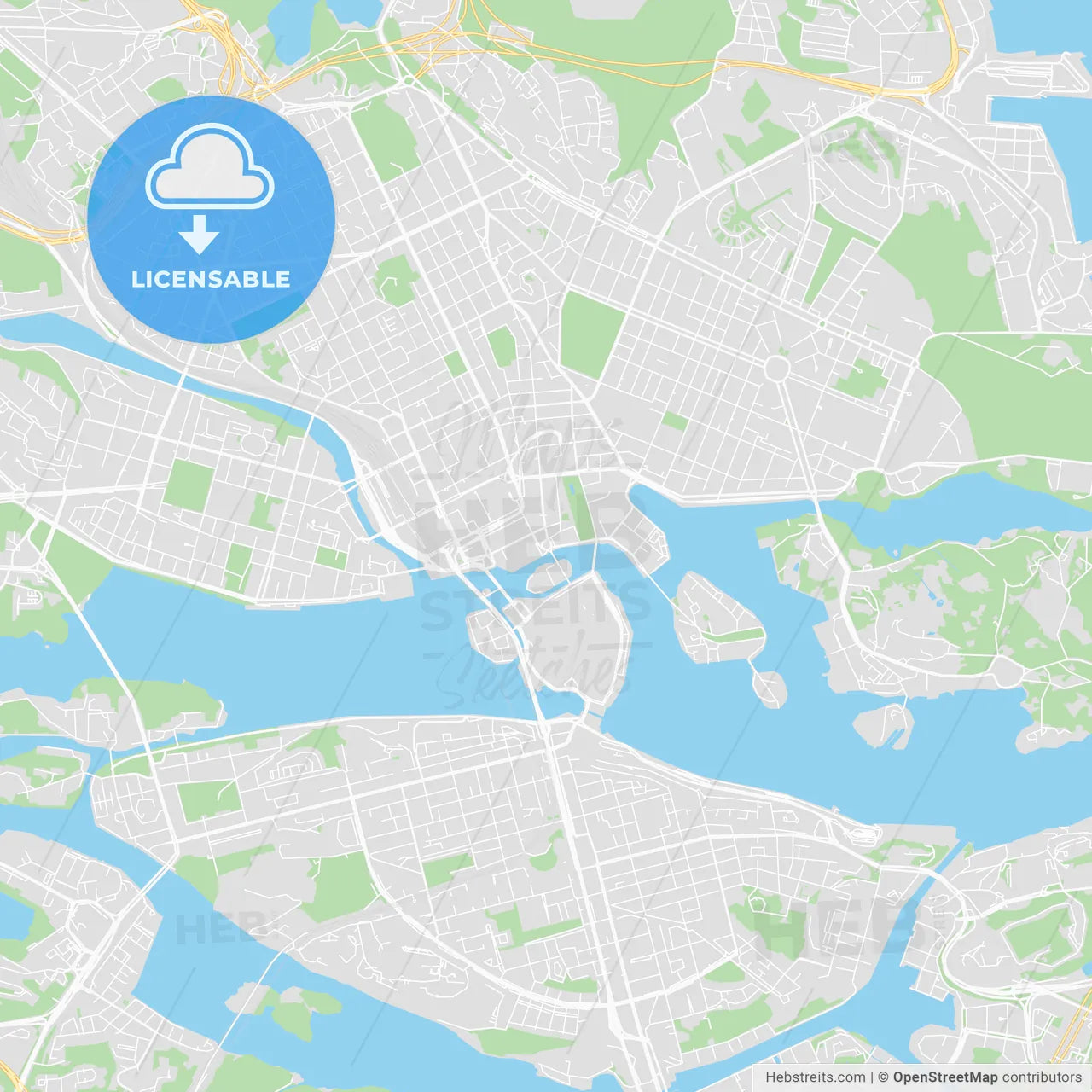 Printable map of Stockholm, Sweden