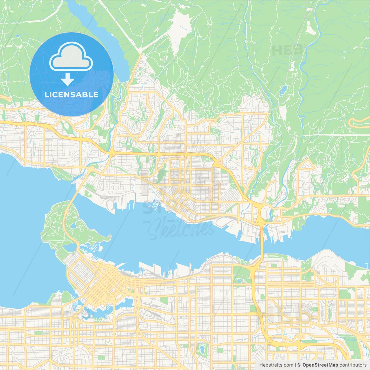 Empty vector map of North Vancouver, British Columbia, Canada