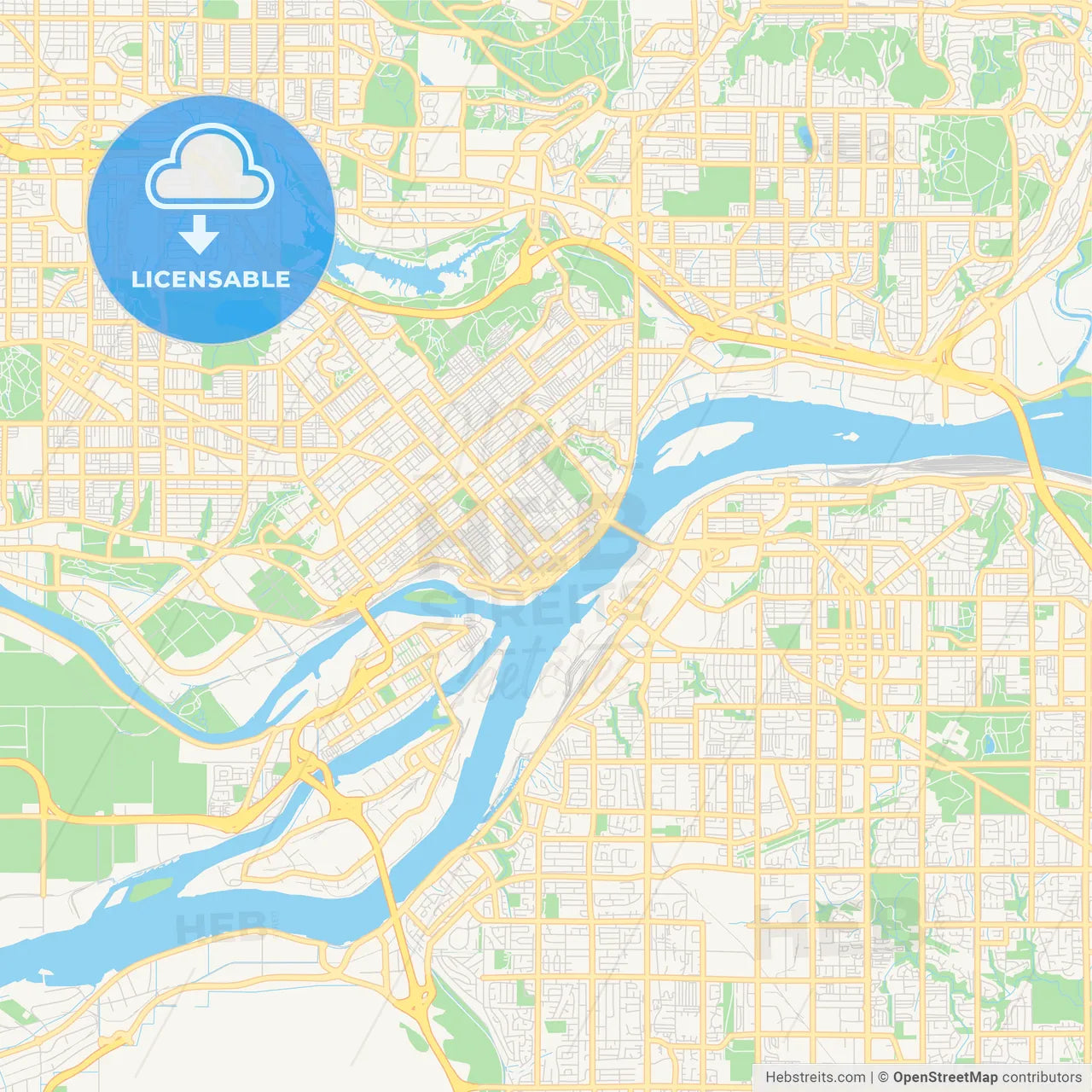 Empty vector map of New Westminster, British Columbia, Canada
