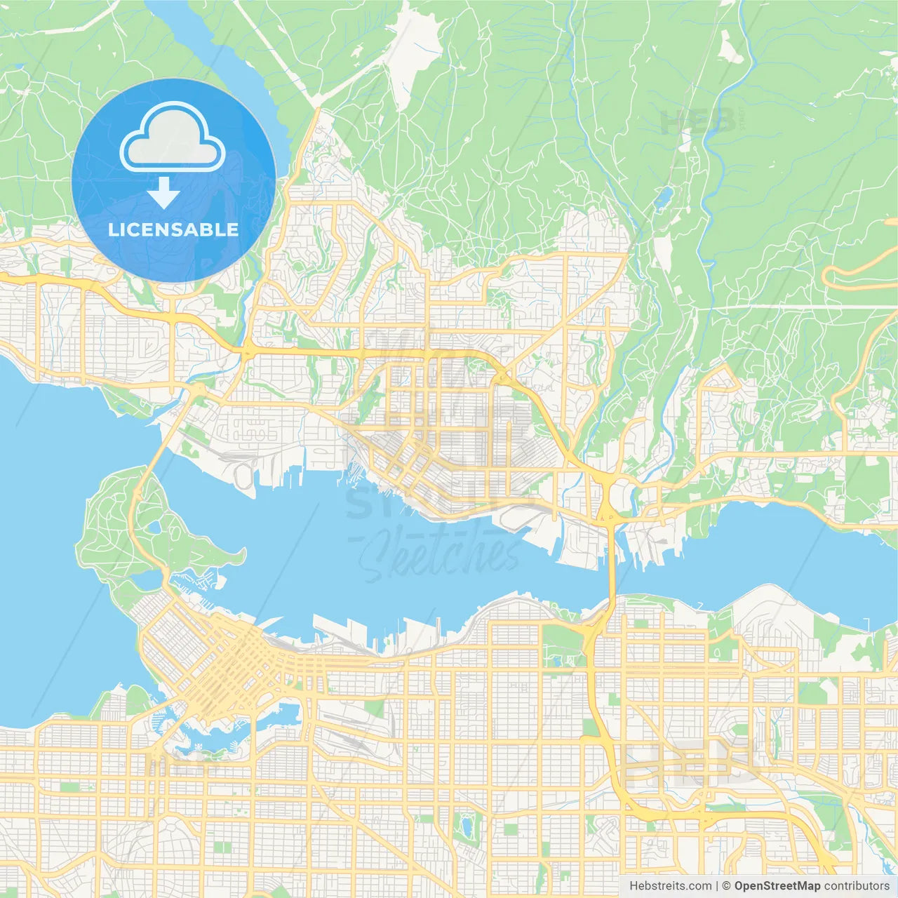 Empty vector map of North Vancouver, British Columbia, Canada