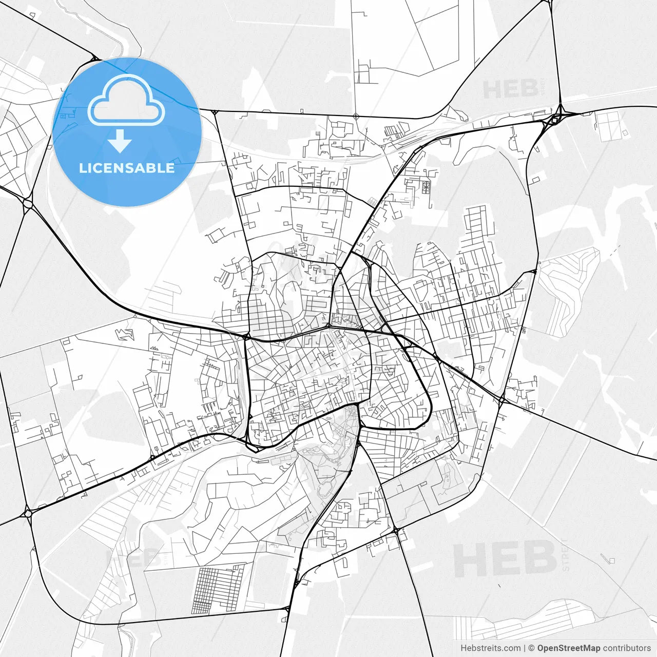 Vector PDF map of Dobrich, Bulgaria