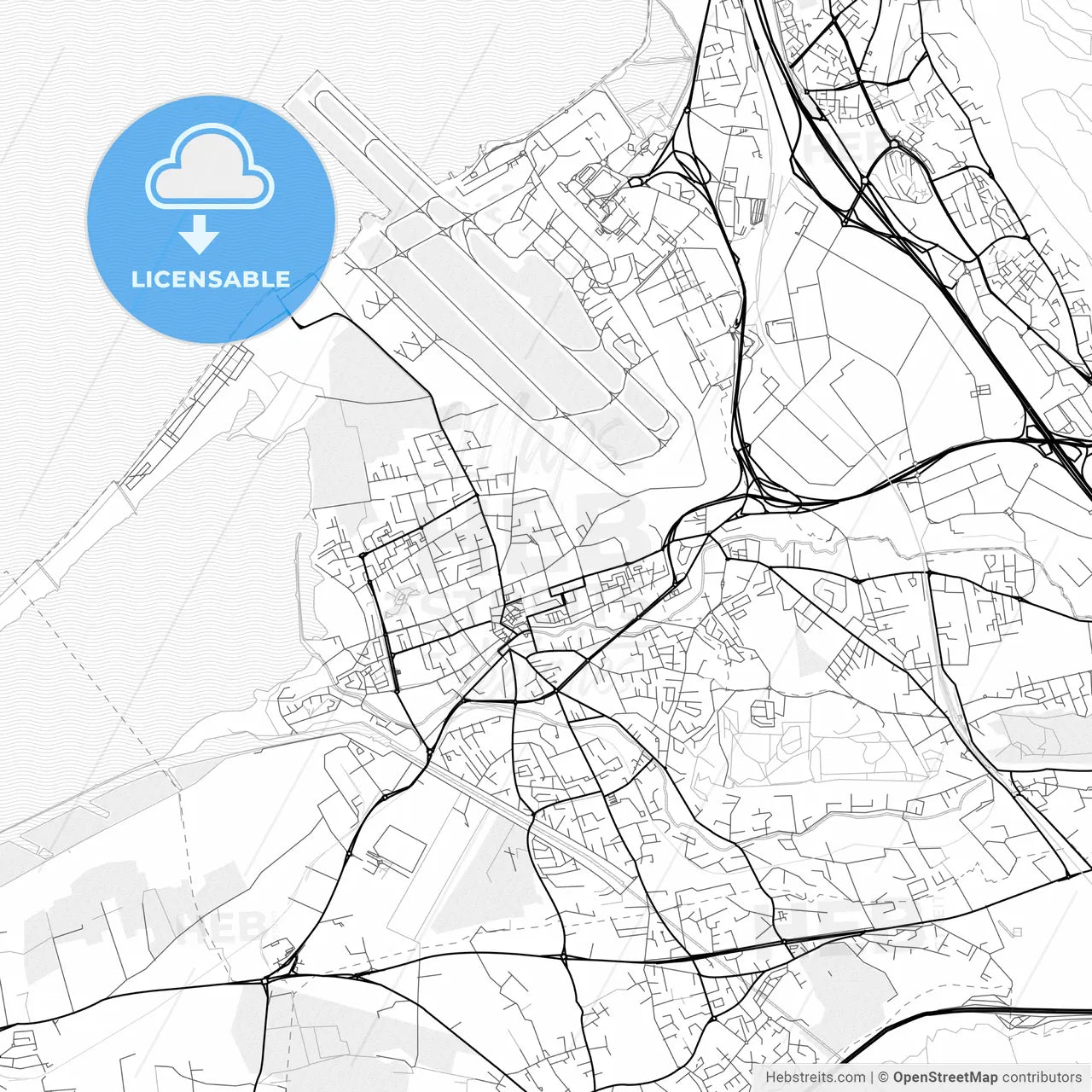 Vector PDF map of Marignane, France