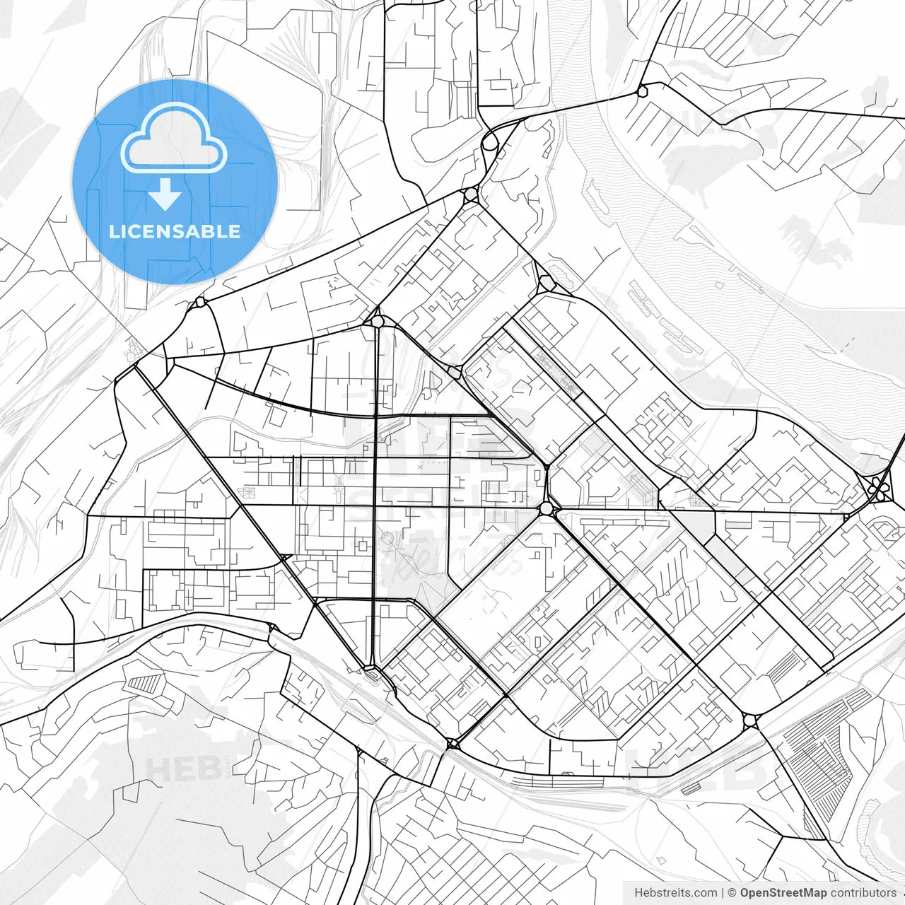 Vector PDF map of Novokuznetsk, Russia