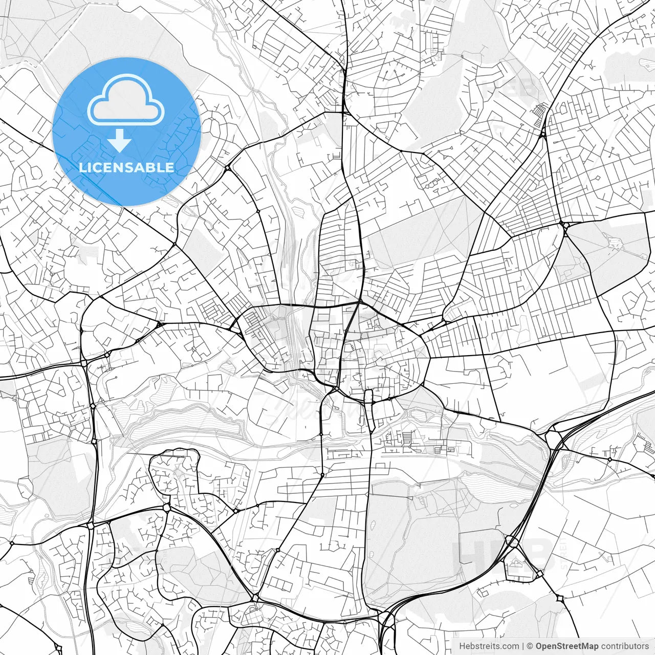 Vector PDF map of Northampton, England