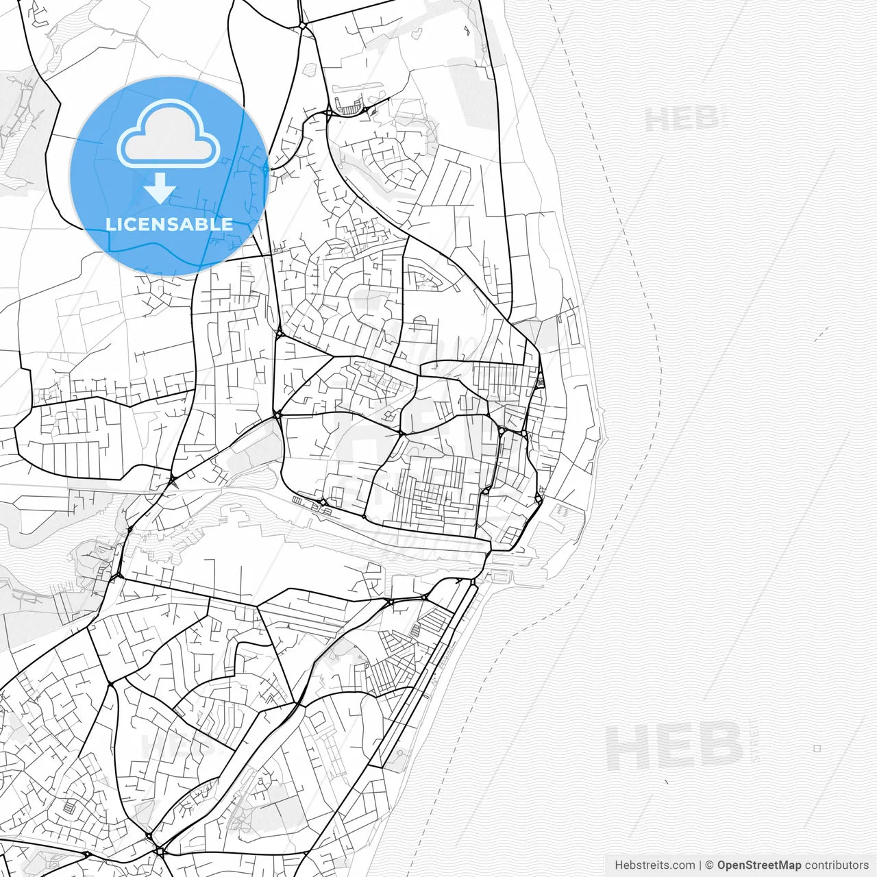 Vector PDF map of Lowestoft, England