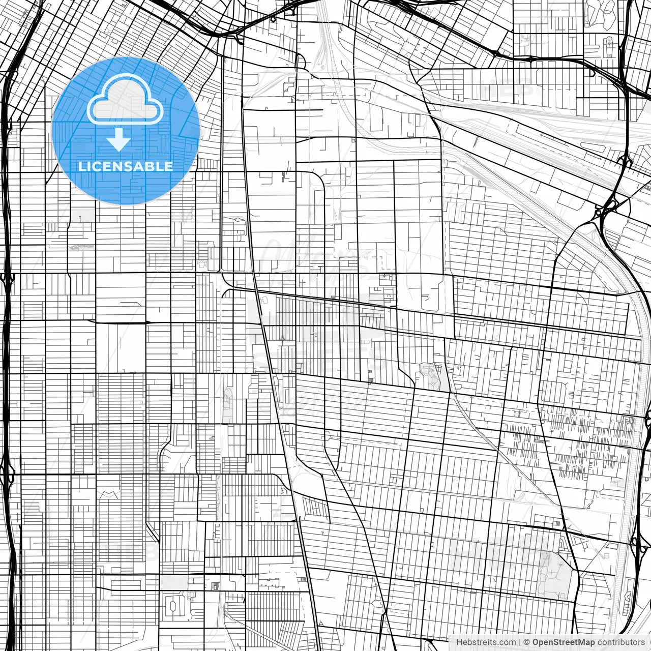 Vector PDF map of Huntington Park, California, United States