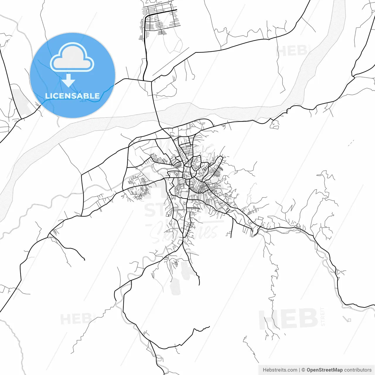 Vector PDF map of Mingora, Pakistan