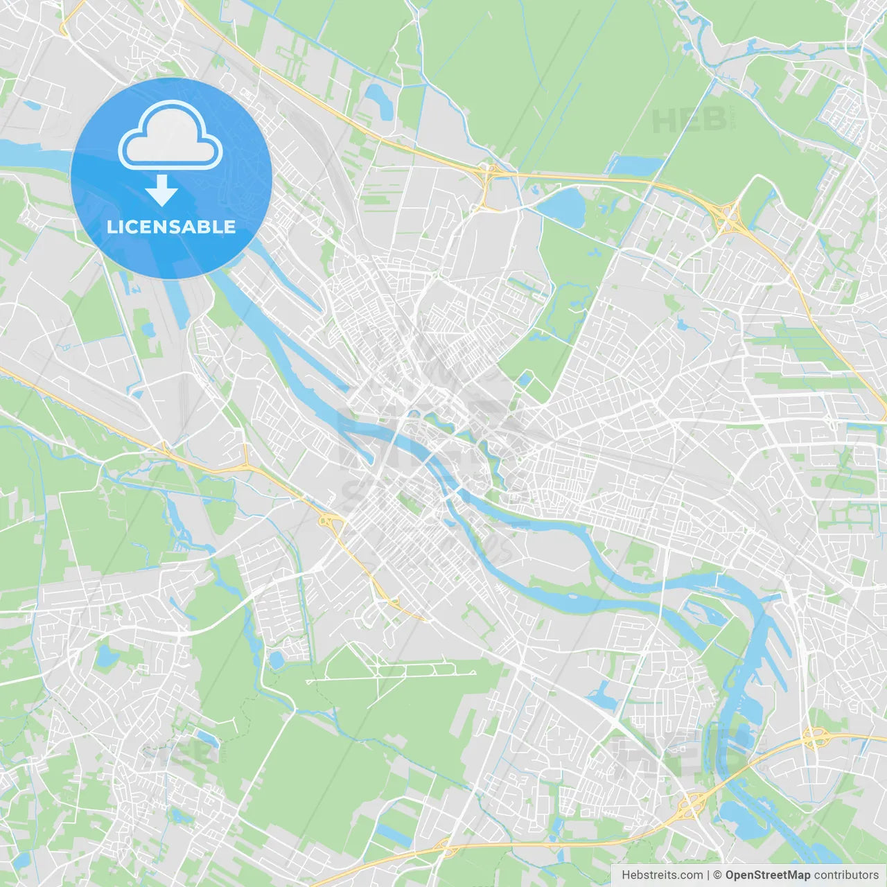 Bremen, Germany printable street map