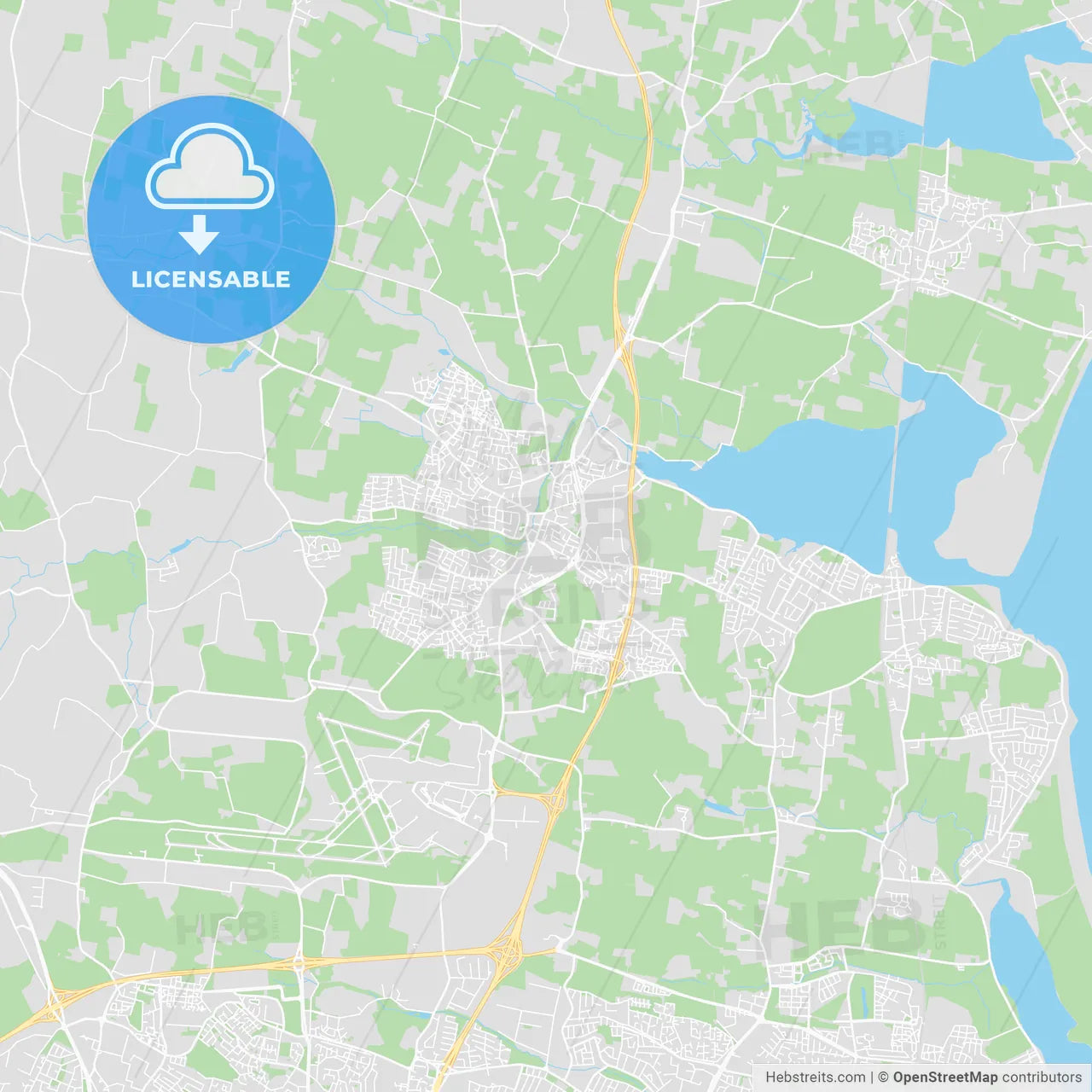 Swords, Ireland printable street map