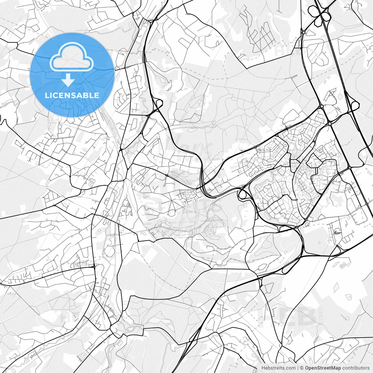 Vector PDF map of Ottignies-Louvain-la-Neuve, Belgium