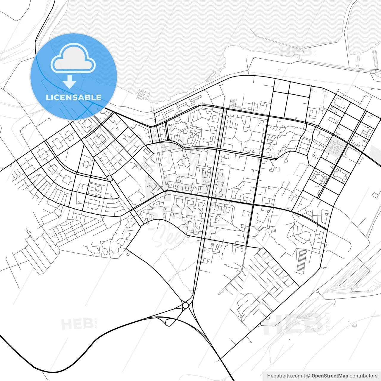 Vector PDF map of Temirtau, Kazakhstan