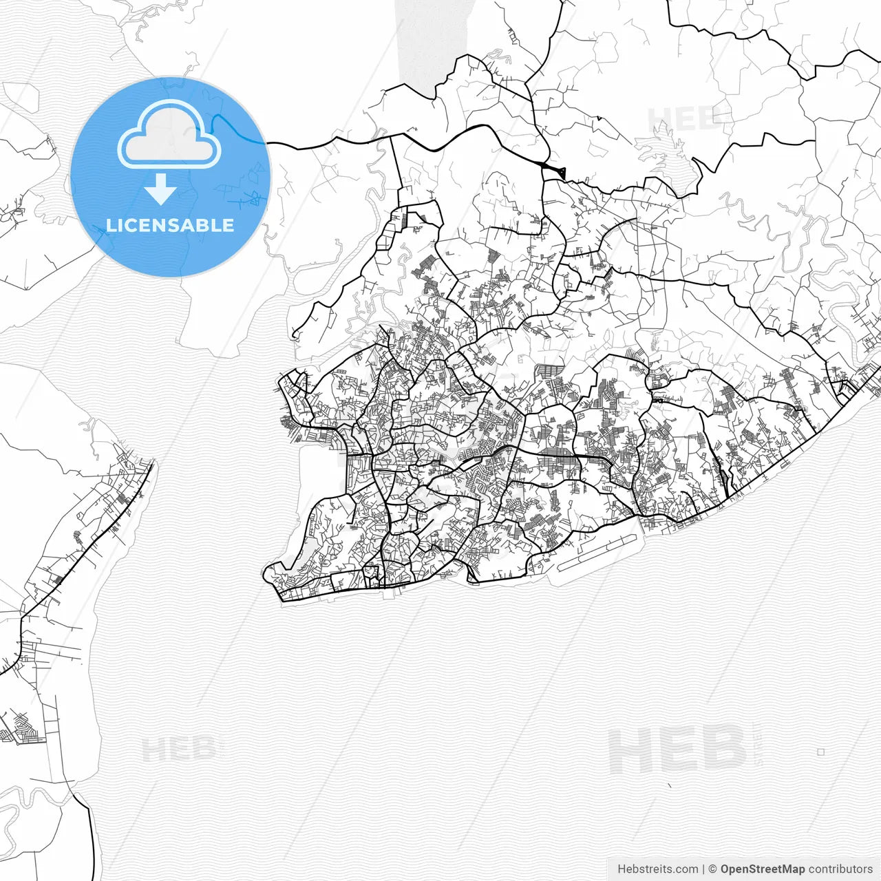 Vector PDF map of Balikpapan, Indonesia