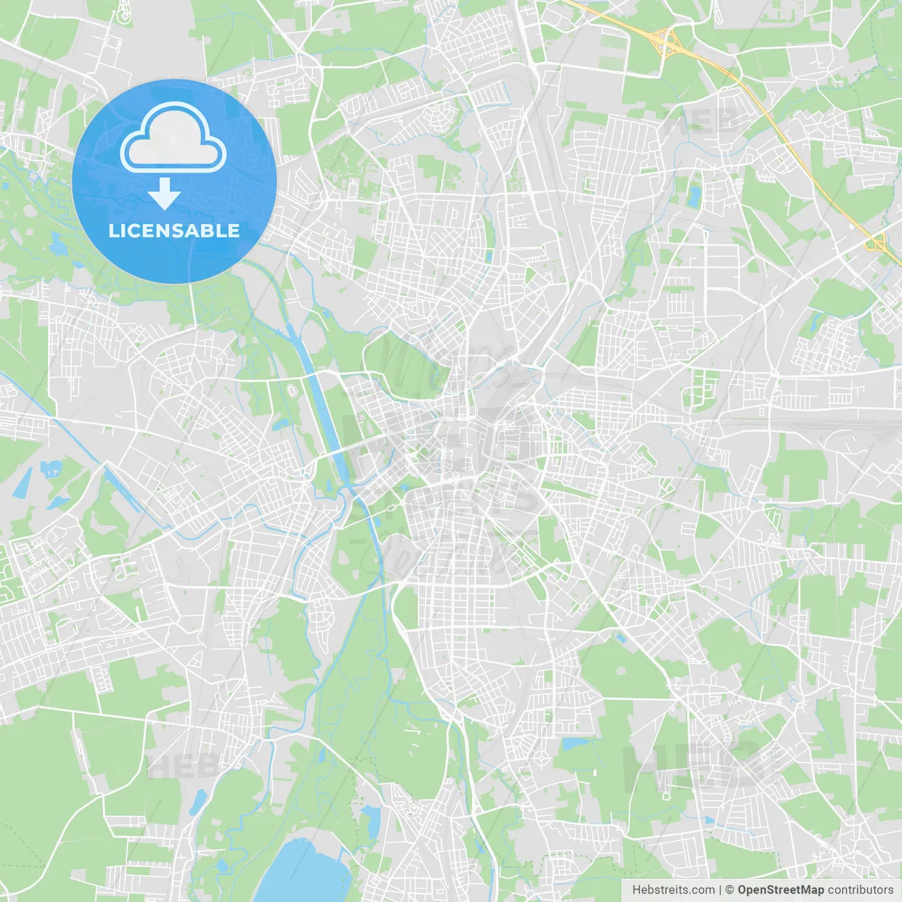 Leipzig, Germany printable street map