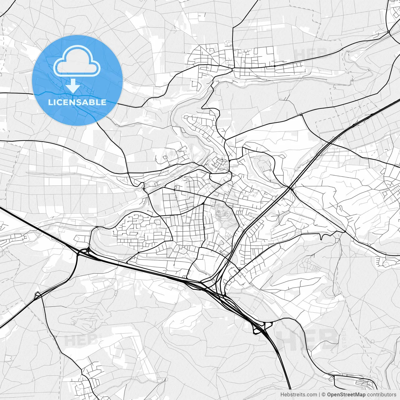 Vector PDF map of Leonberg, Germany