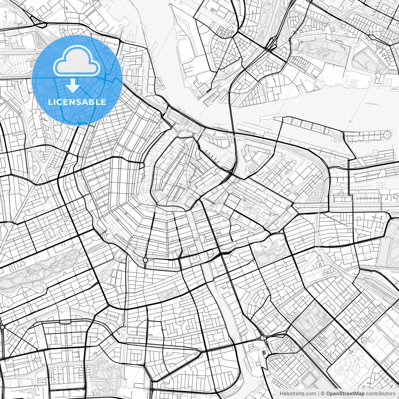 Vector PDF map of Amsterdam, Netherlands