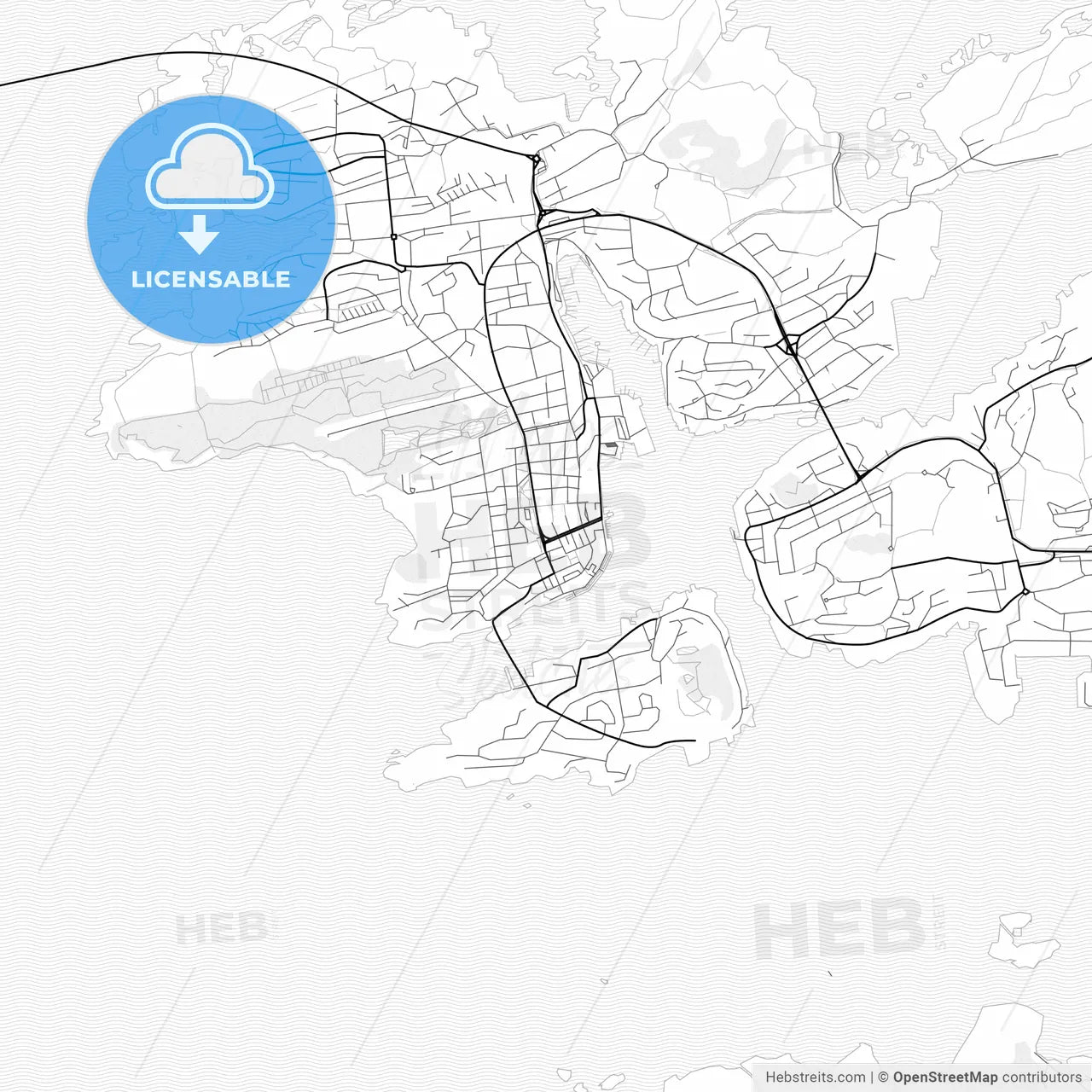 Vector PDF map of Kristiansund, Norway