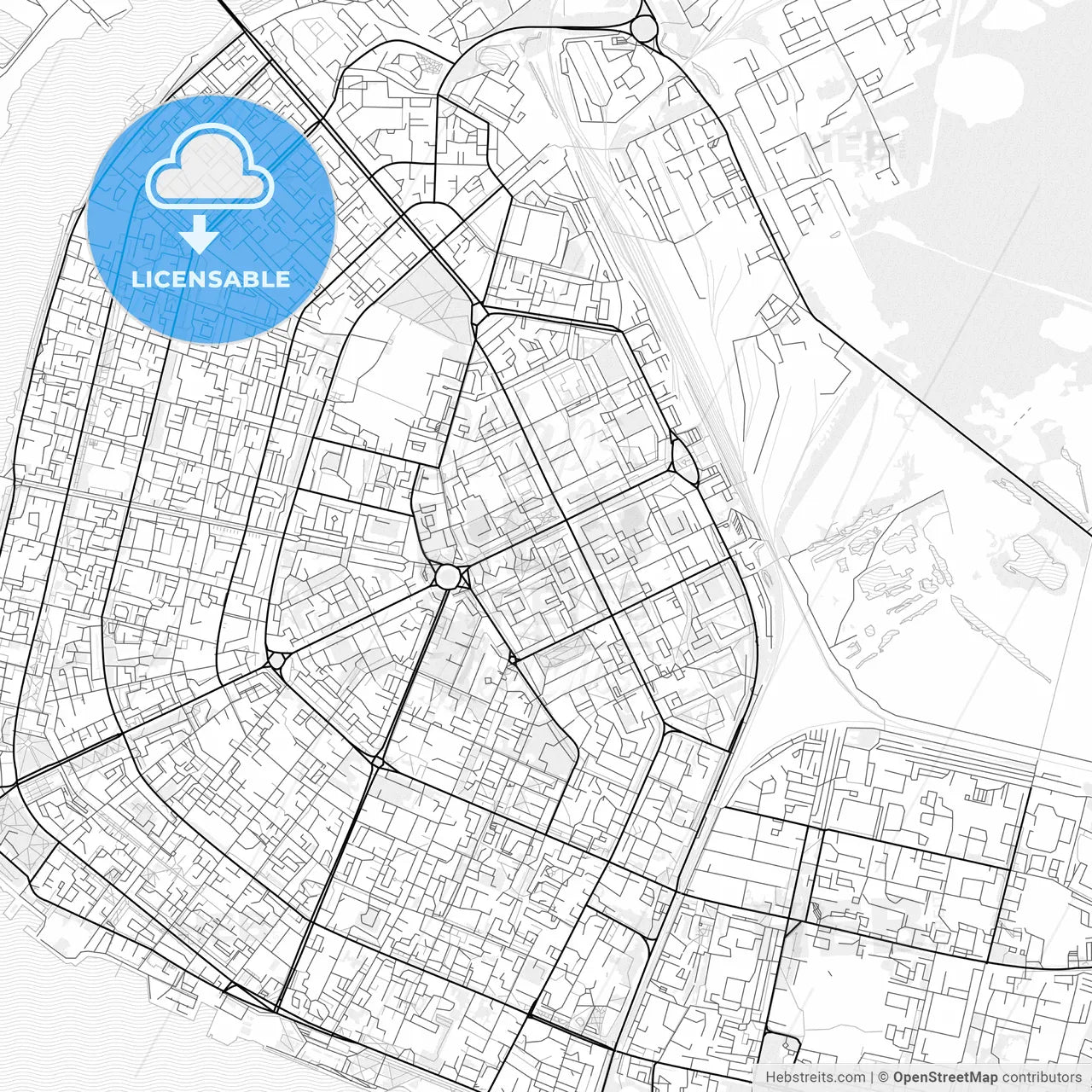 Vector PDF map of Arkhangelsk, Russia