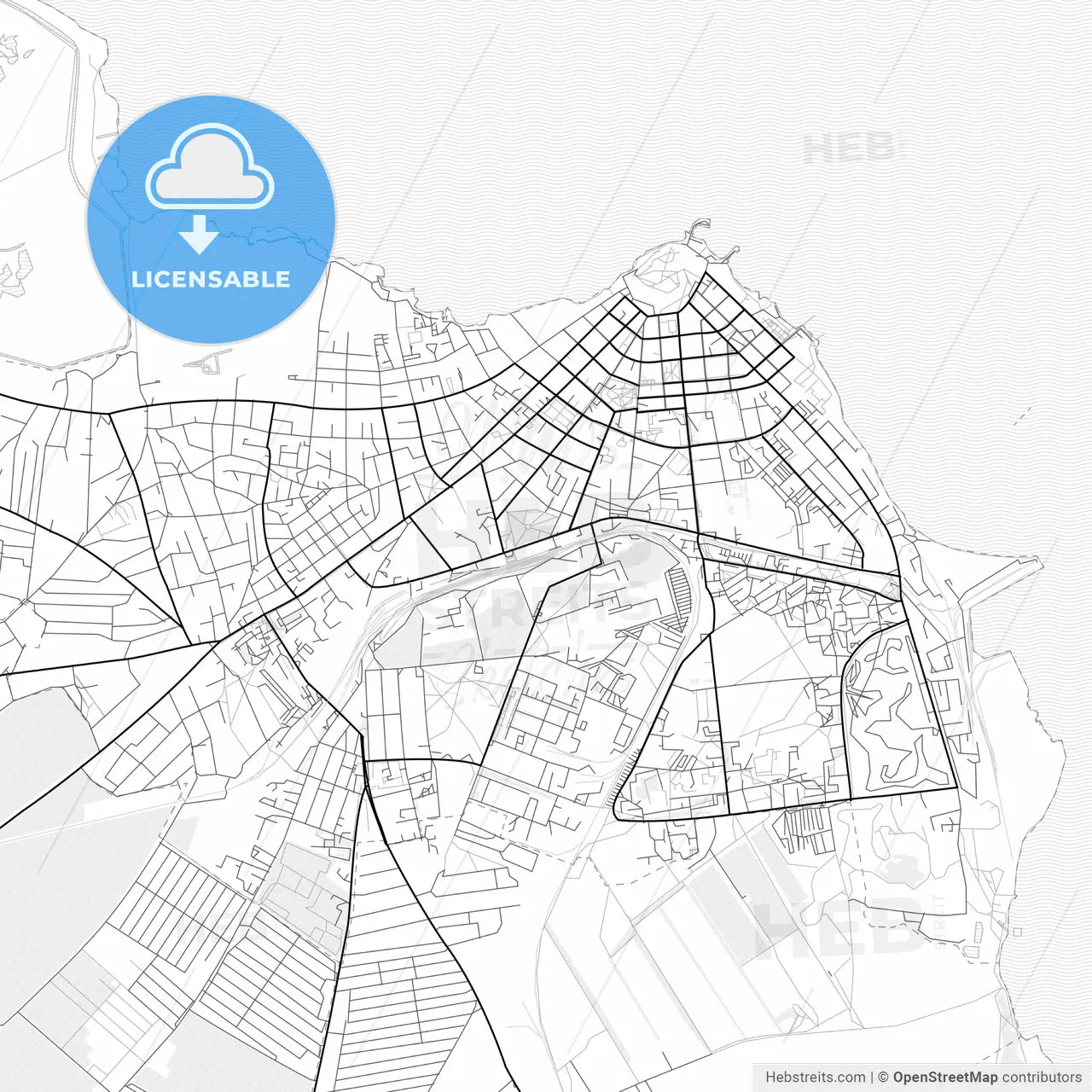 Vector PDF map of Bilhorod-Dnistrovskyi, Ukraine