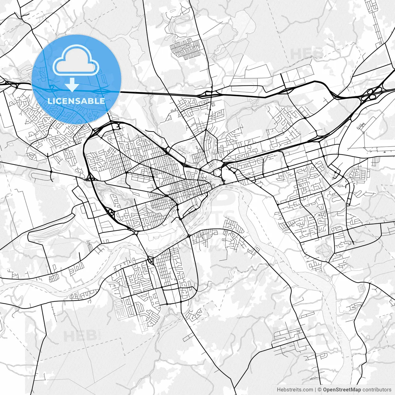 Vector PDF map of Moncton, Canada