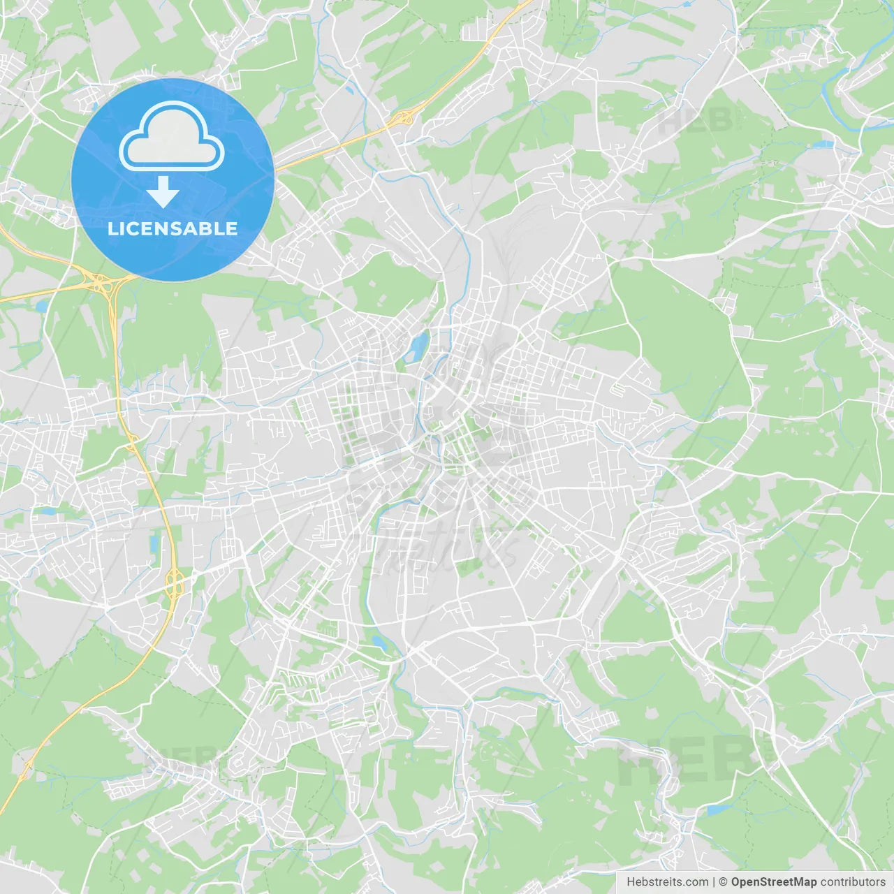 Chemnitz, Germany printable street map