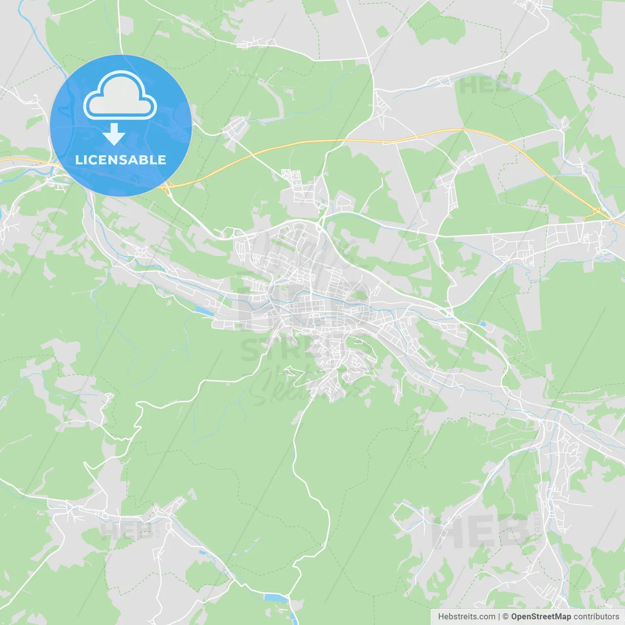 Eisenach, Germany printable street map