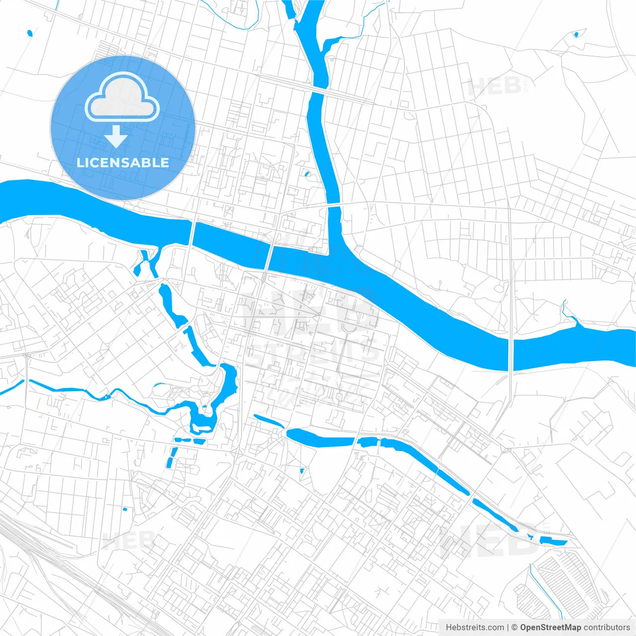 Tver, Russia bright two-toned vector map