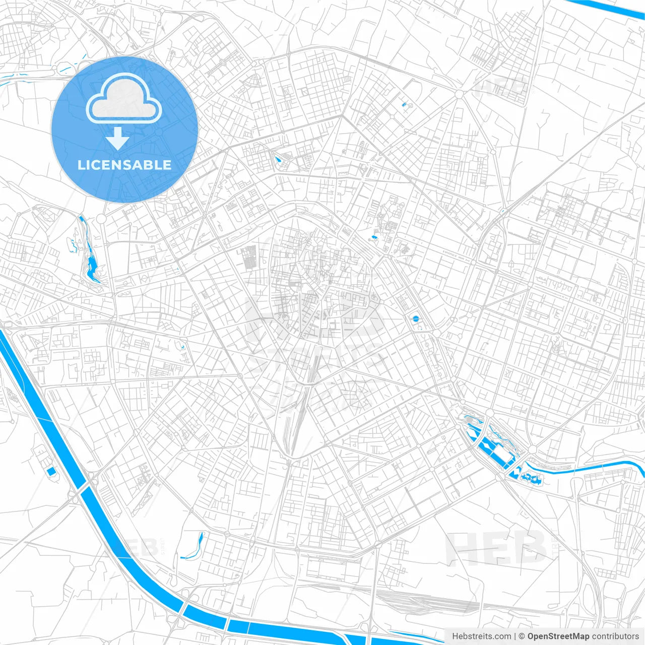 Valencia, Spain bright two-toned vector map