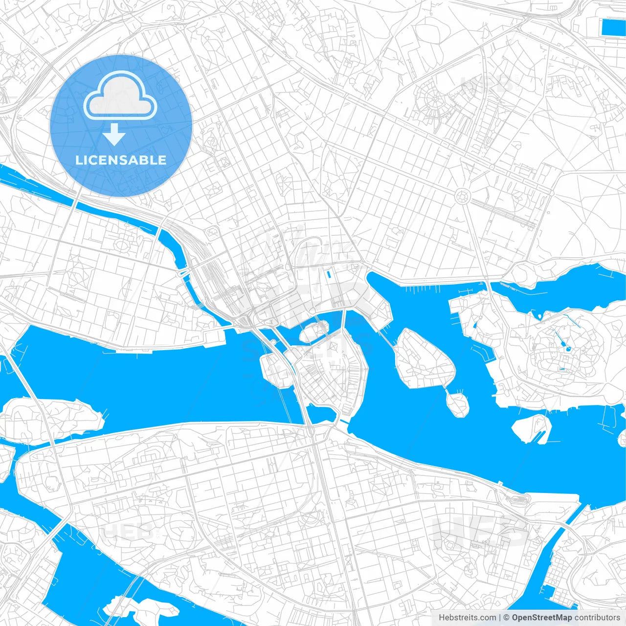 Stockholm, Sweden bright two-toned vector map