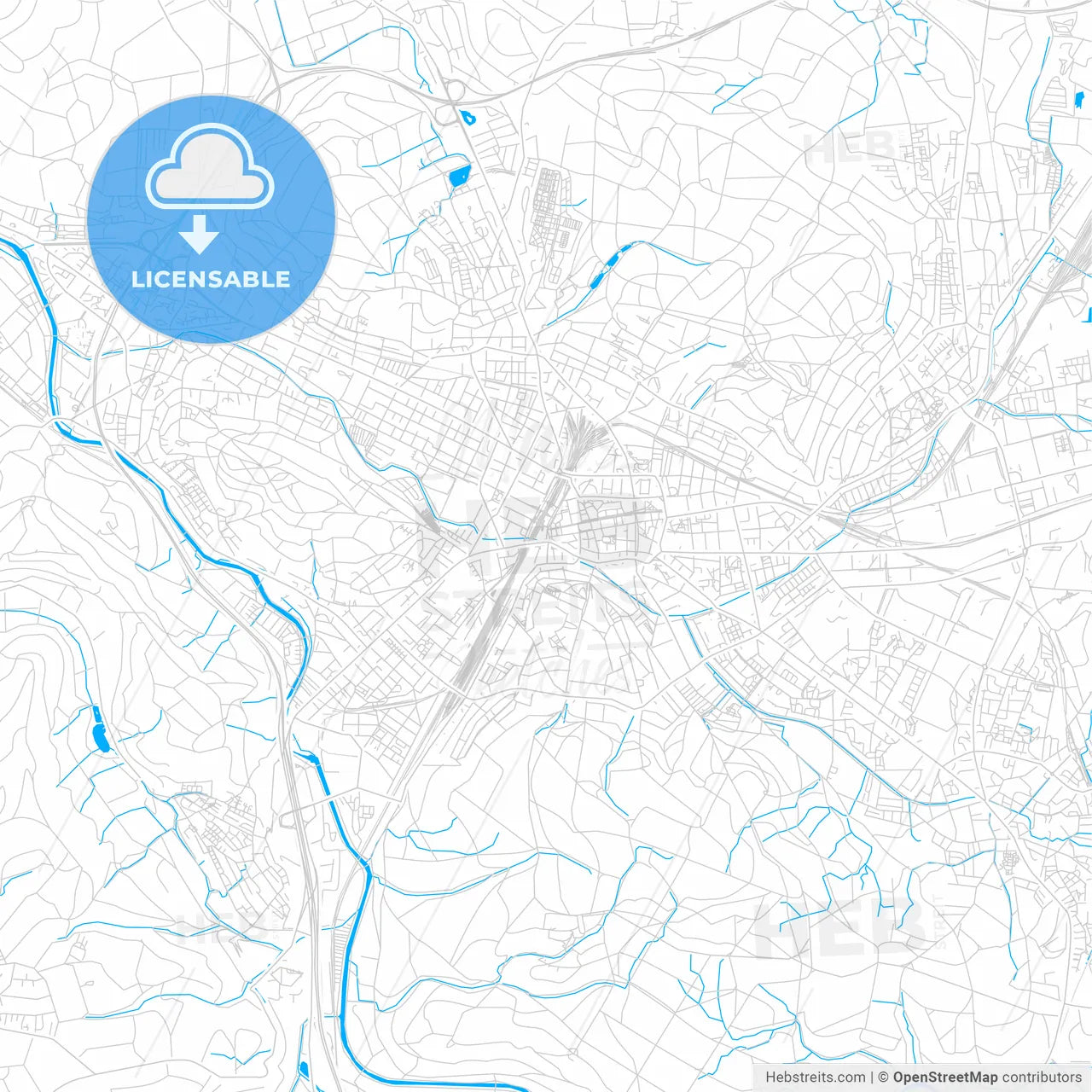 Winterthur, Switzerland bright two-toned vector map