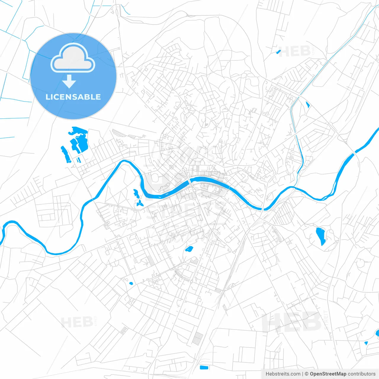 Uzhhorod, Ukraine bright two-toned vector map
