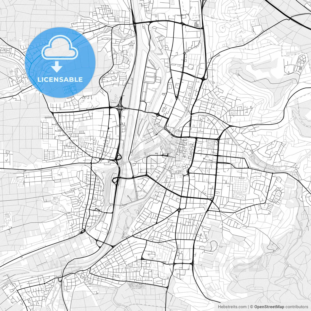 Vector PDF map of Heilbronn, Germany