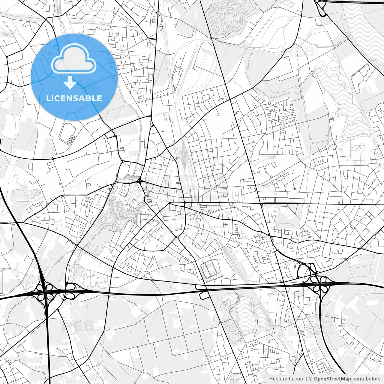 Vector PDF map of Moers, Germany
