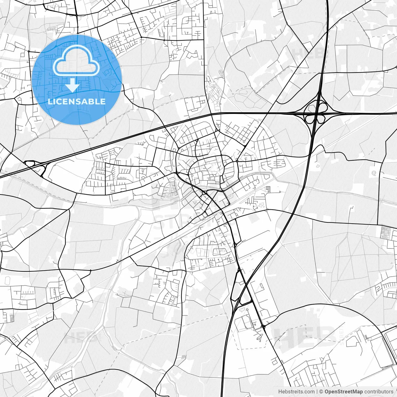 Vector PDF map of Kamen, Germany