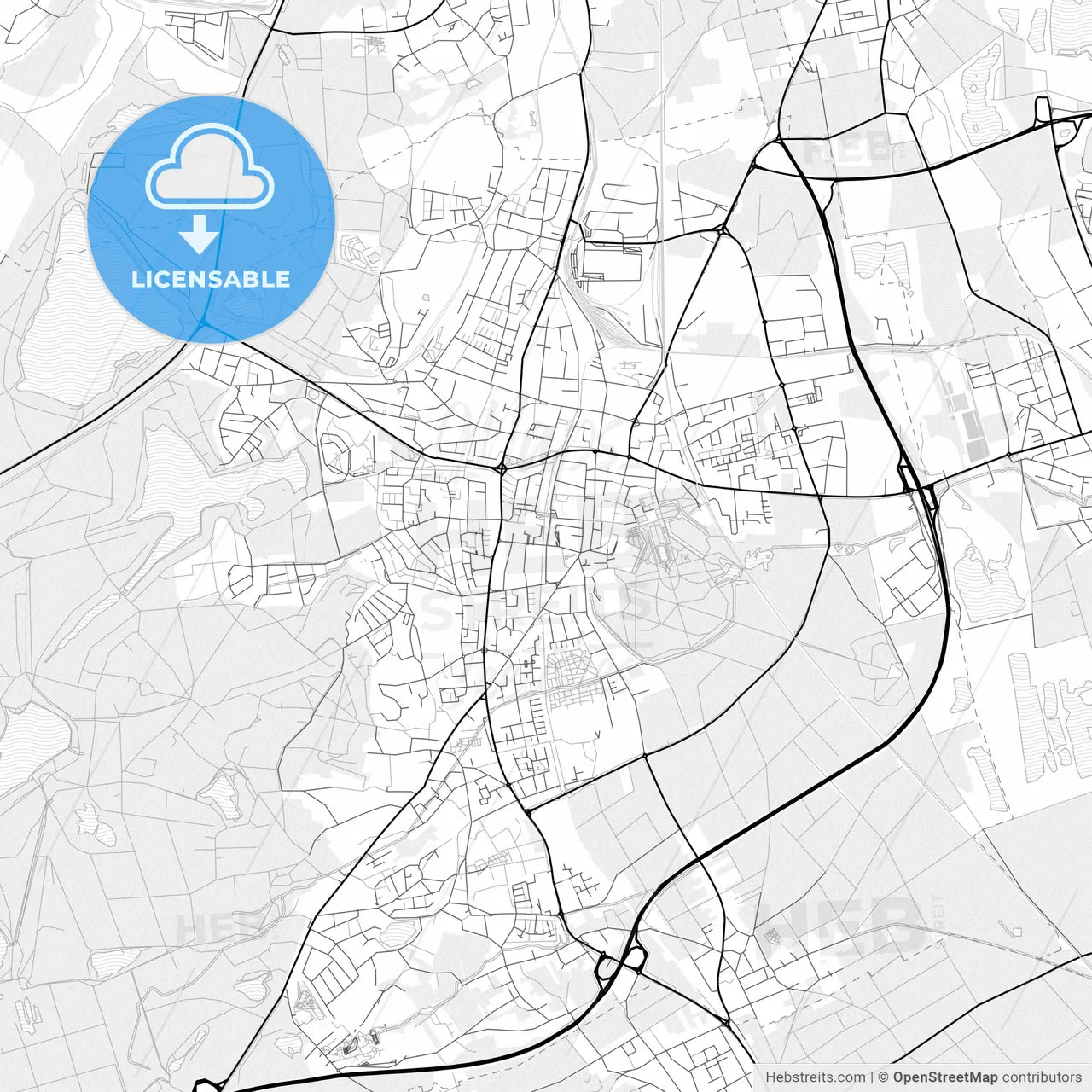 Vector PDF map of Bruhl, Germany