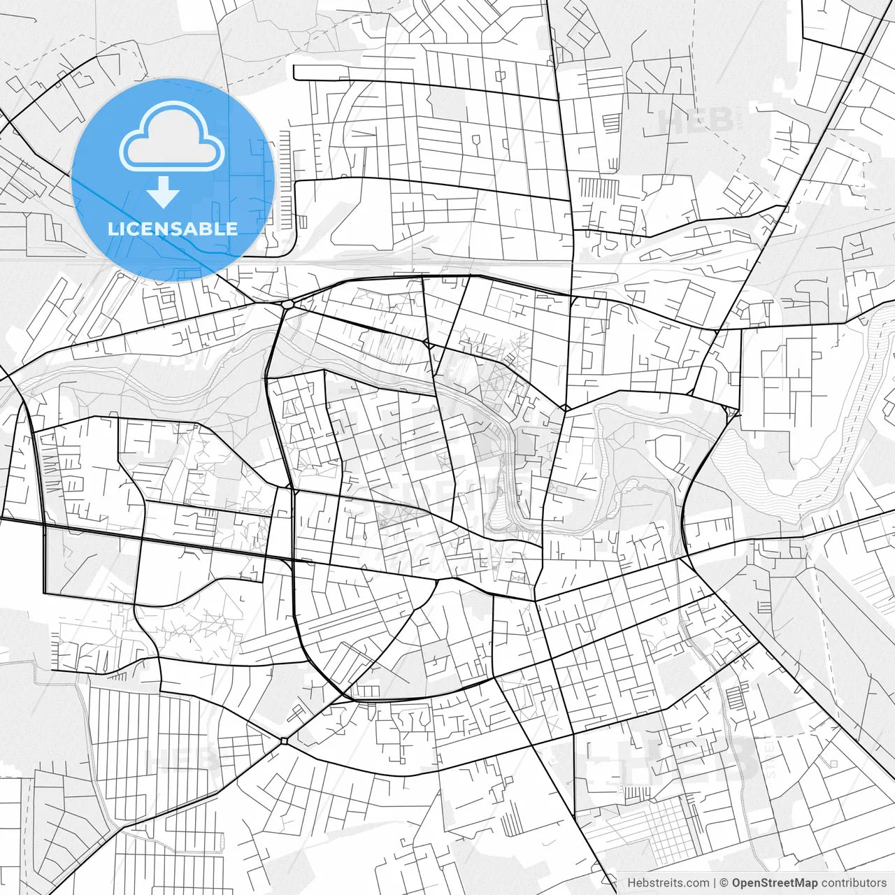 Vector PDF map of Panevėžys, Lithuania
