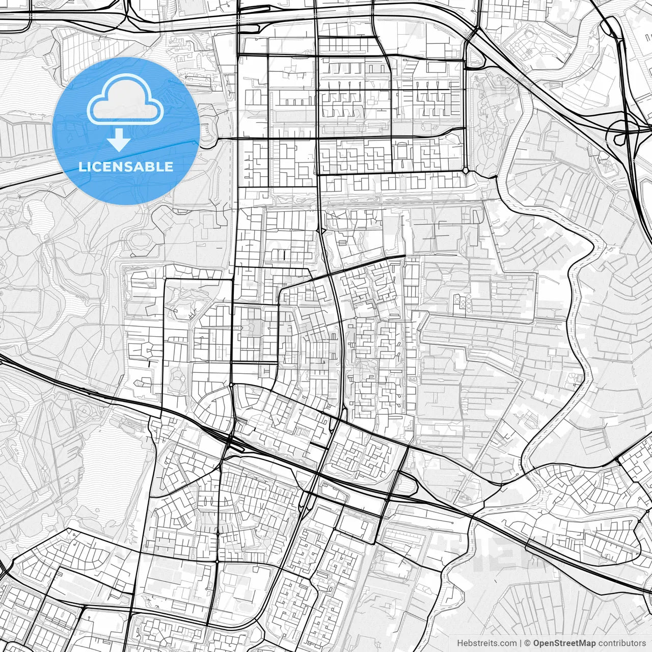 Vector PDF map of Amstelveen, Netherlands