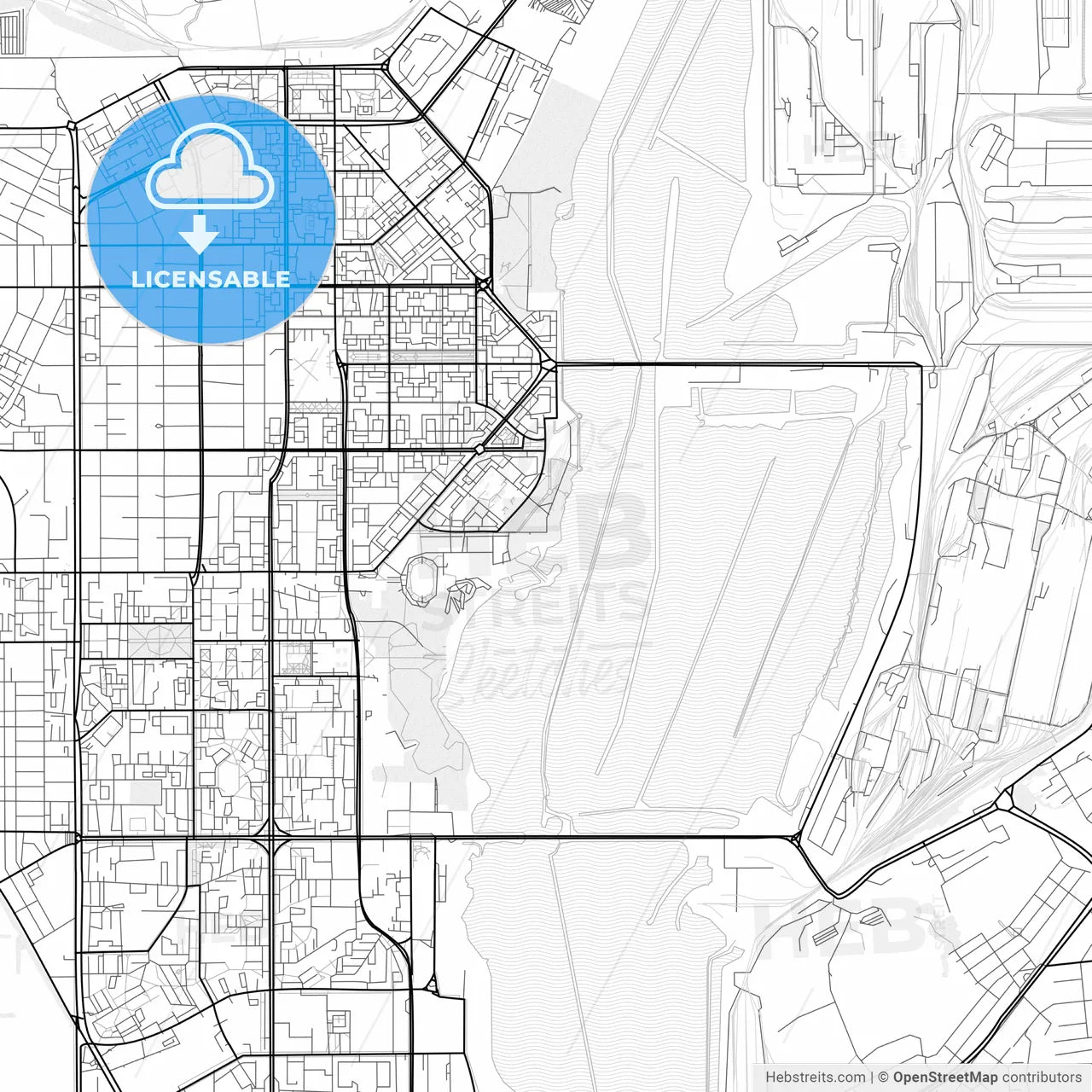 Vector PDF map of Magnitogorsk, Russia