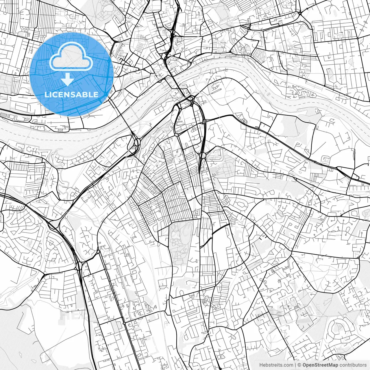 Vector PDF map of Gateshead, England