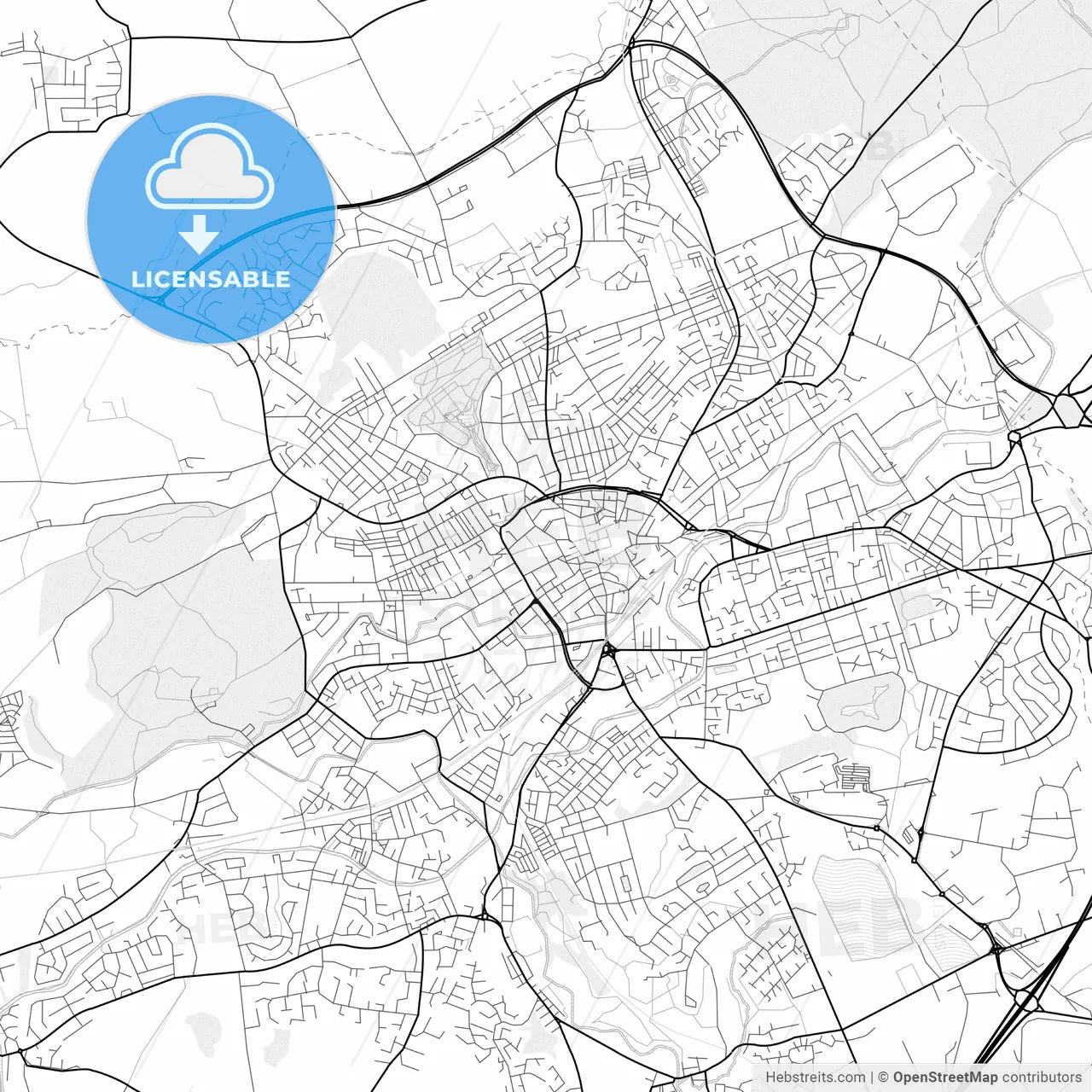 Vector PDF map of Blackburn, England