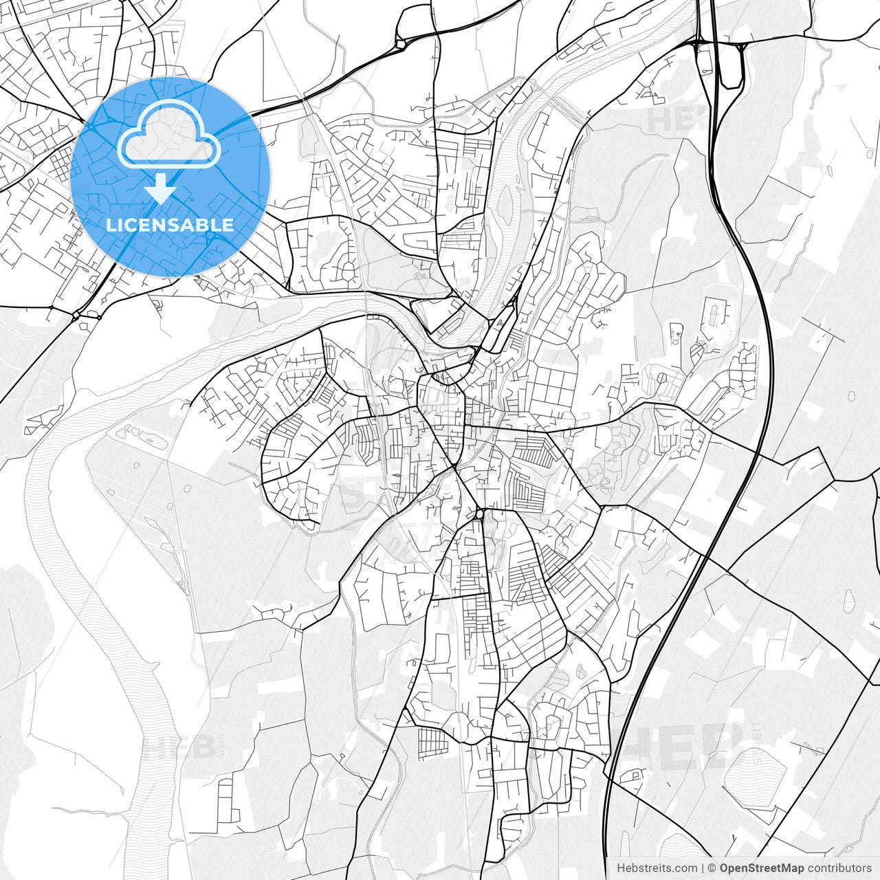 Vector PDF map of Lancaster, England