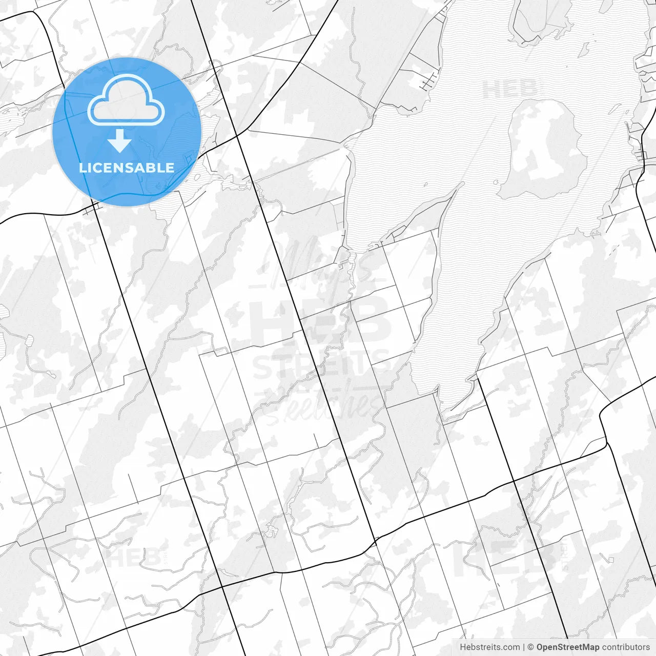Vector PDF map of Kawartha Lakes, Canada