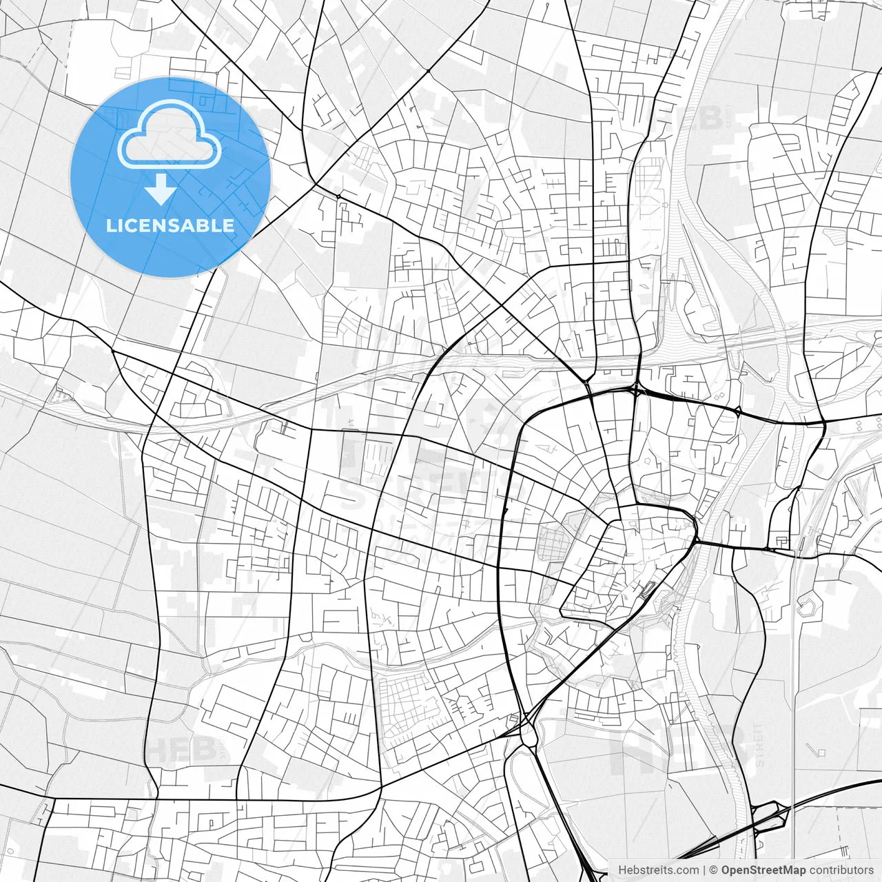 Vector PDF map of Minden, Germany