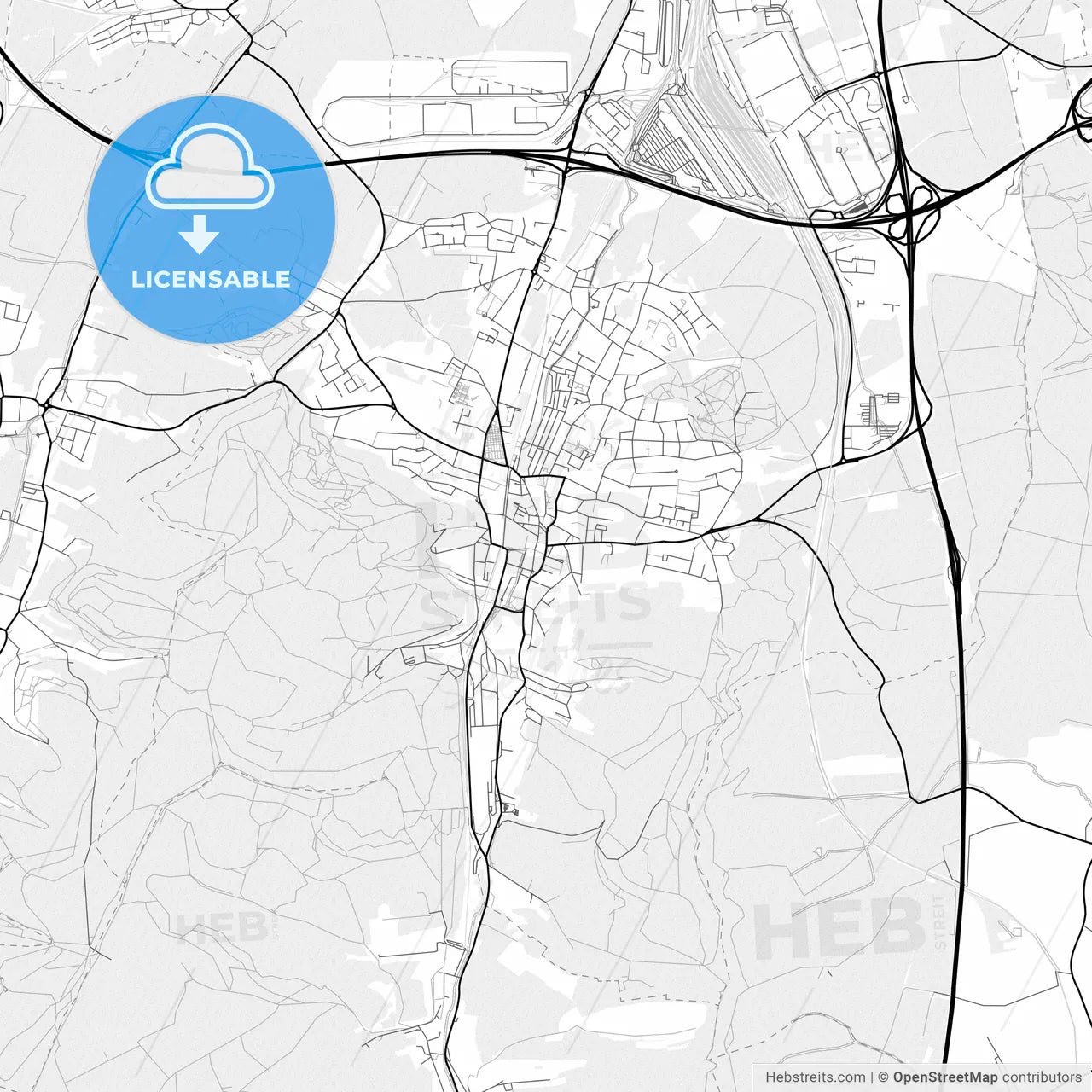 Vector PDF map of Dudelange, Luxembourg