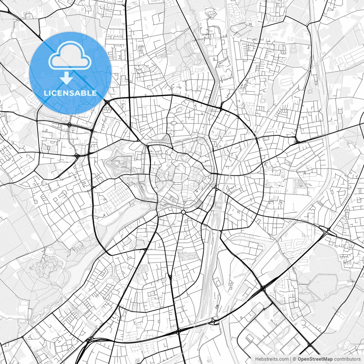 Vector PDF map of Münster, Germany