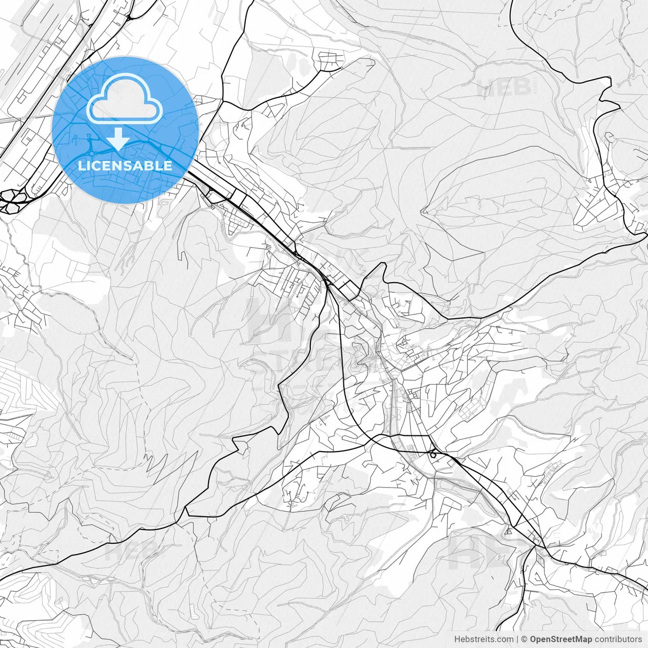Vector PDF map of Baden-Baden, Germany