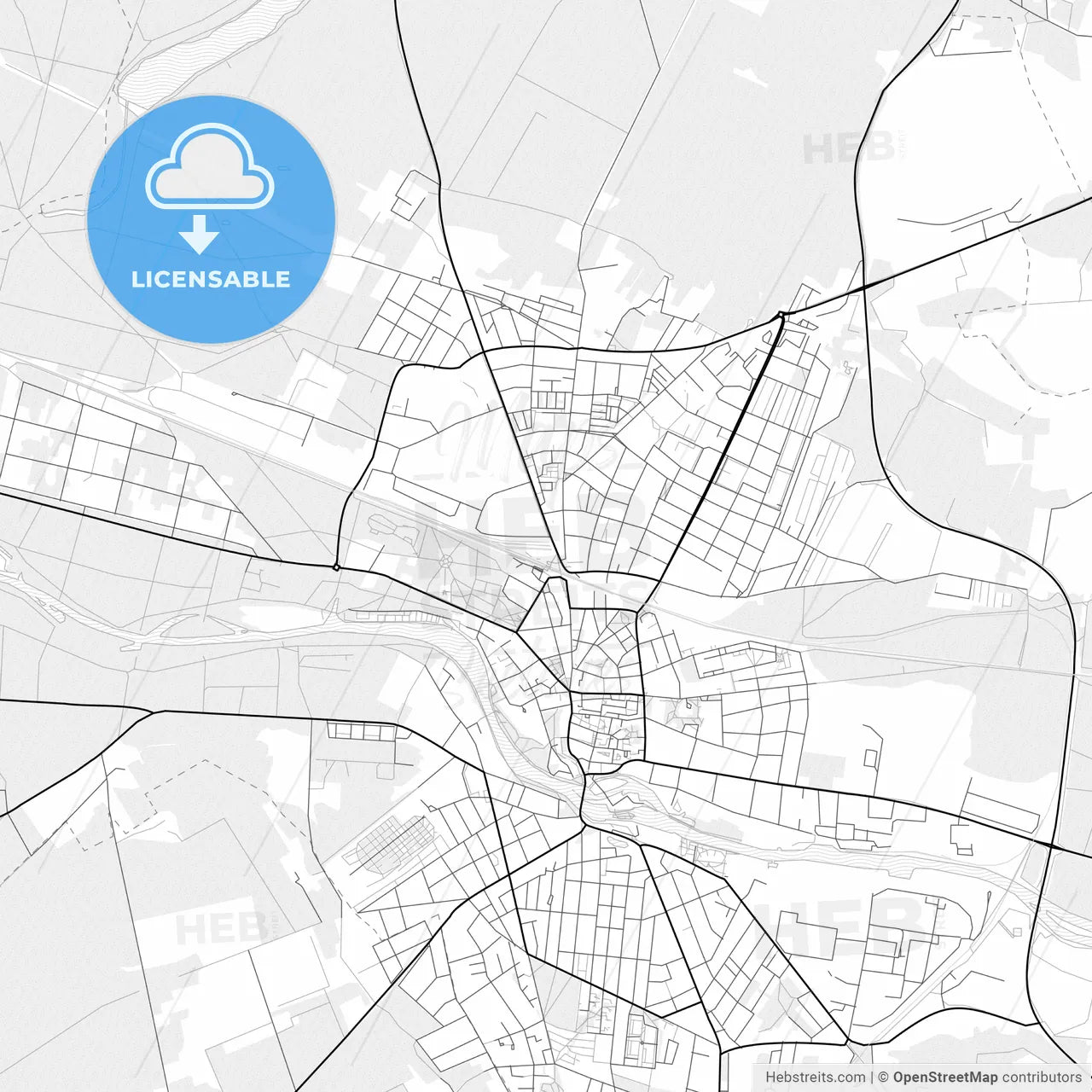 Vector PDF map of Furstenwalde/Spree, Germany