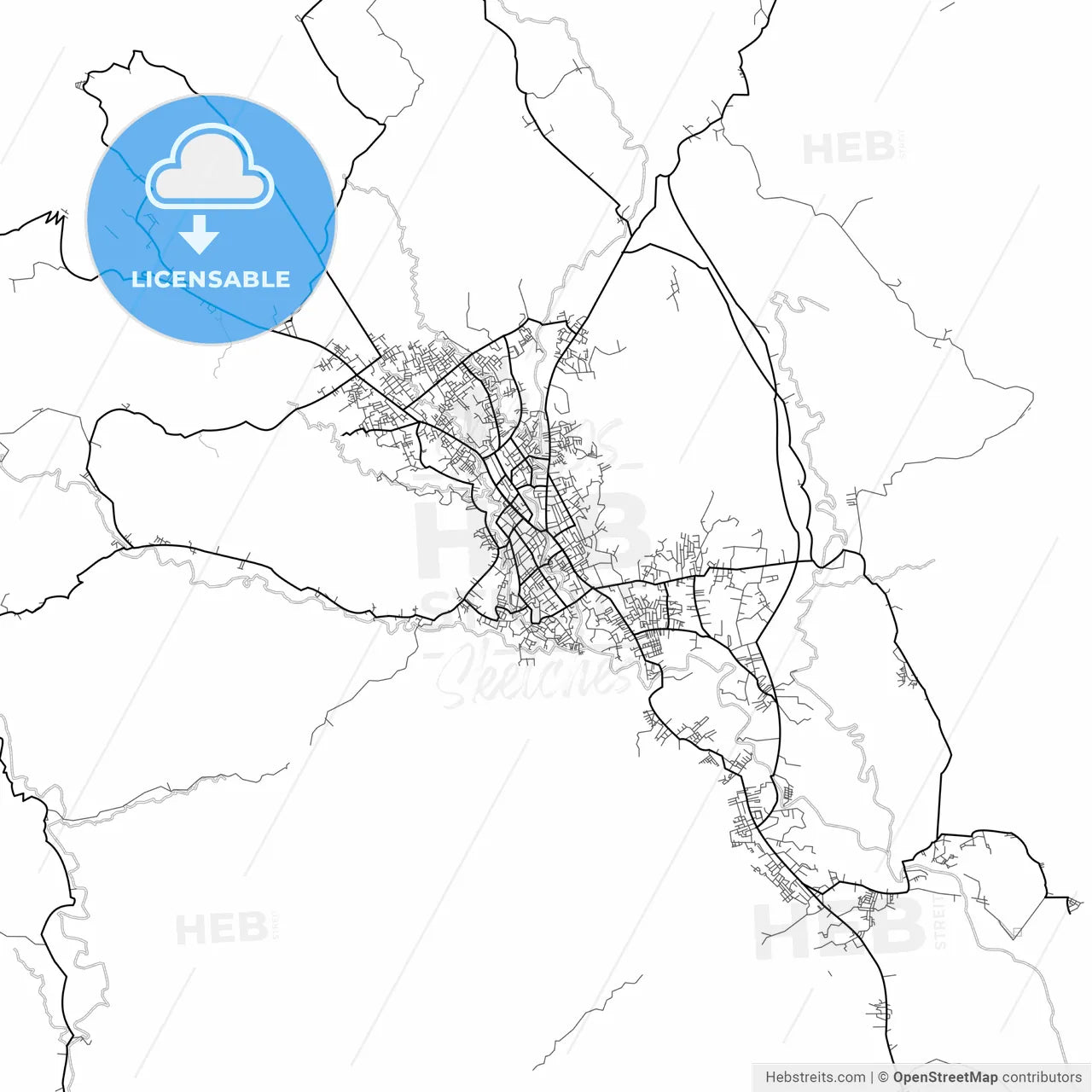Vector PDF map of Padang Sidempuan, Indonesia